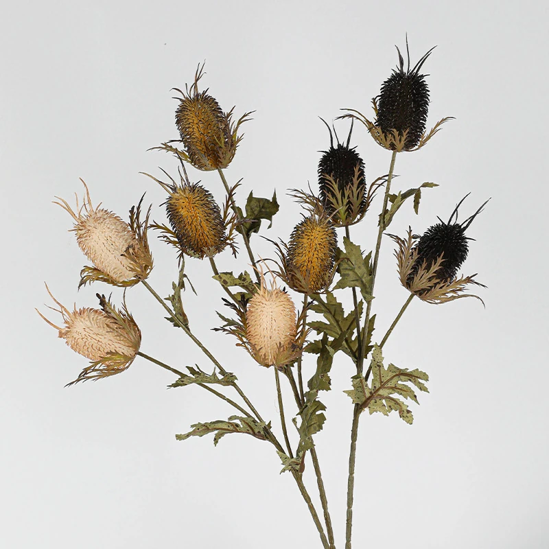 Available colors for artificial three-head teasel flower stem