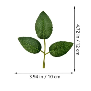 Specification diagram for compact 12 cm artificial Three-Leaf Rose Leaf Spray