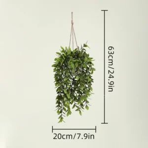 Size diagram for lance leaf artificial trailing greenery hanging plant collection