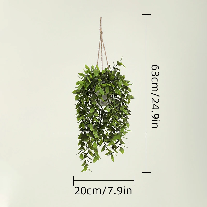 Size diagram for lance leaf artificial trailing greenery hanging plant collection