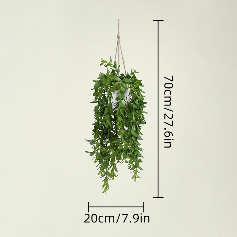 Size diagram for lobed leaf artificial trailing greenery hanging plant collection
