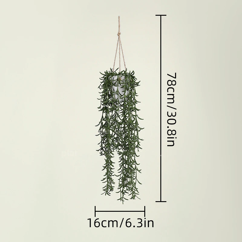 Size diagram for needle leaf artificial trailing greenery hanging plant collection