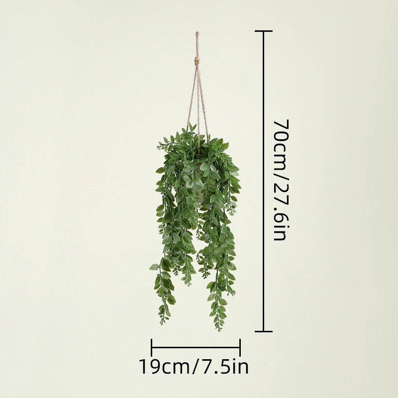 Size diagram for small leaf artificial trailing greenery hanging plant collection