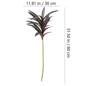 Size diagram for artificial variegated dracaena leaf stem collection, 80 cm