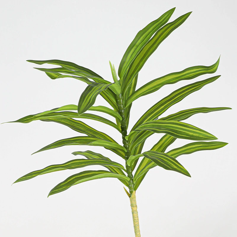 Alternate view of yellow striped artificial variegated dracaena leaf stem collection