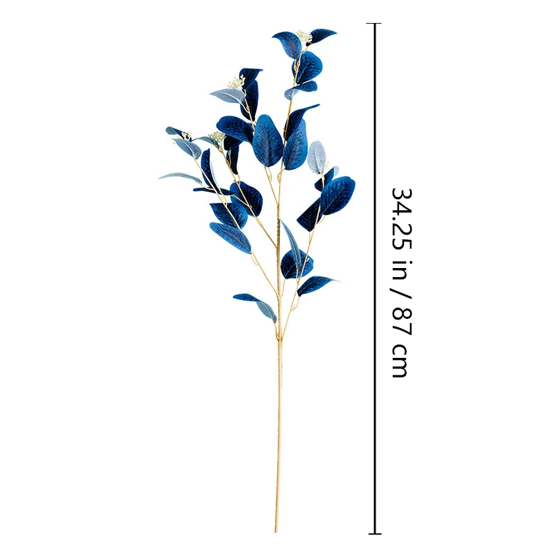 Alternate view of blue size 87cm artificial velvet eucalyptus spray