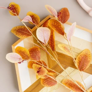 Orange artificial velvet eucalyptus spray