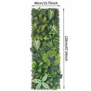 Size diagram for artificial vertical garden panel collection, calathea mix