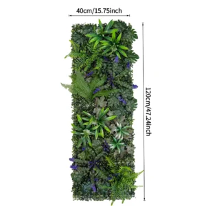 Size diagram for artificial vertical garden panel collection, mixed botanical mix