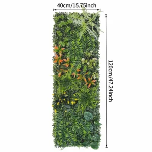 Size diagram for artificial vertical garden panel collection, moss accent mix