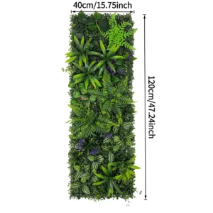 Size diagram for artificial vertical garden panel collection, yellow accent mix