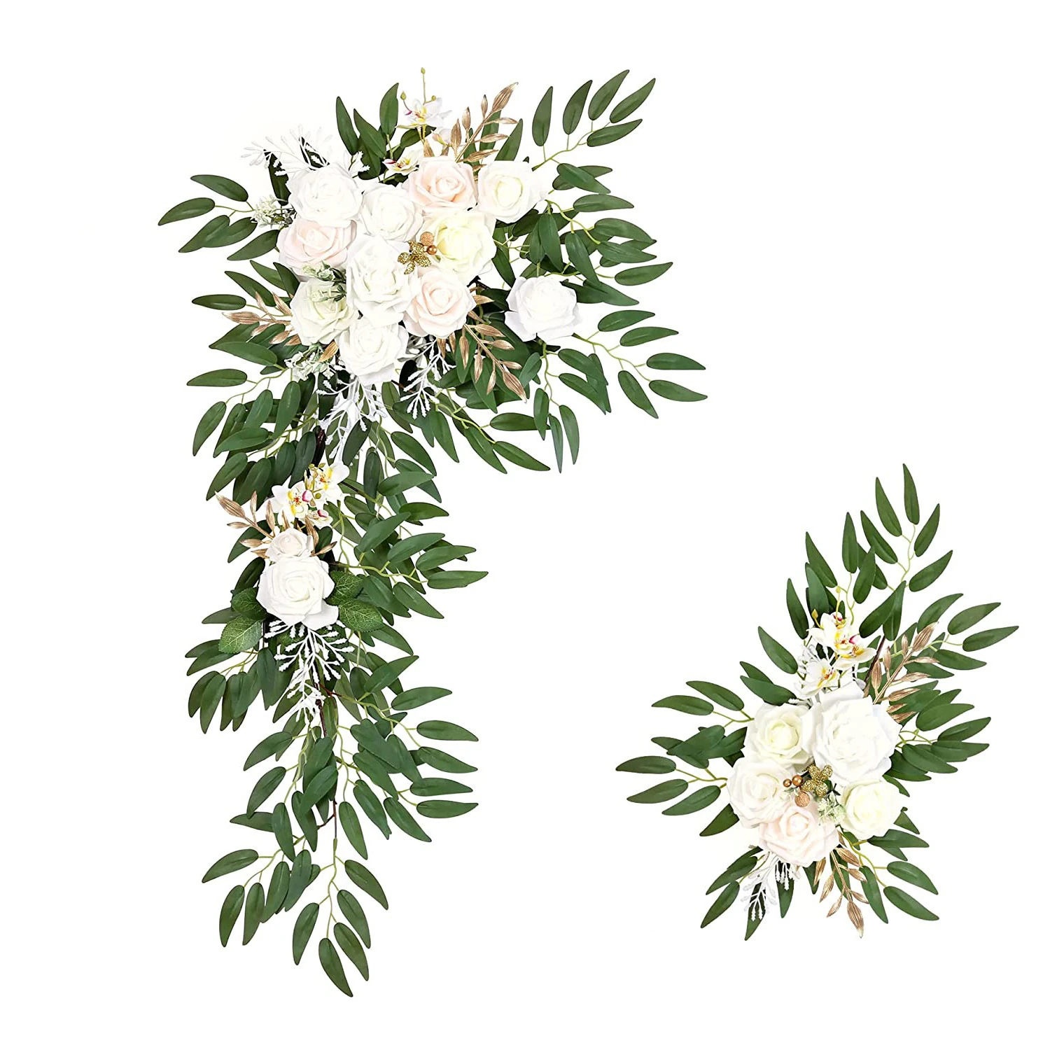 ivory artificial wedding arch floral swag set