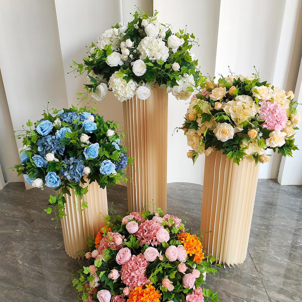Available colors for artificial wedding flower arrangement ball collection