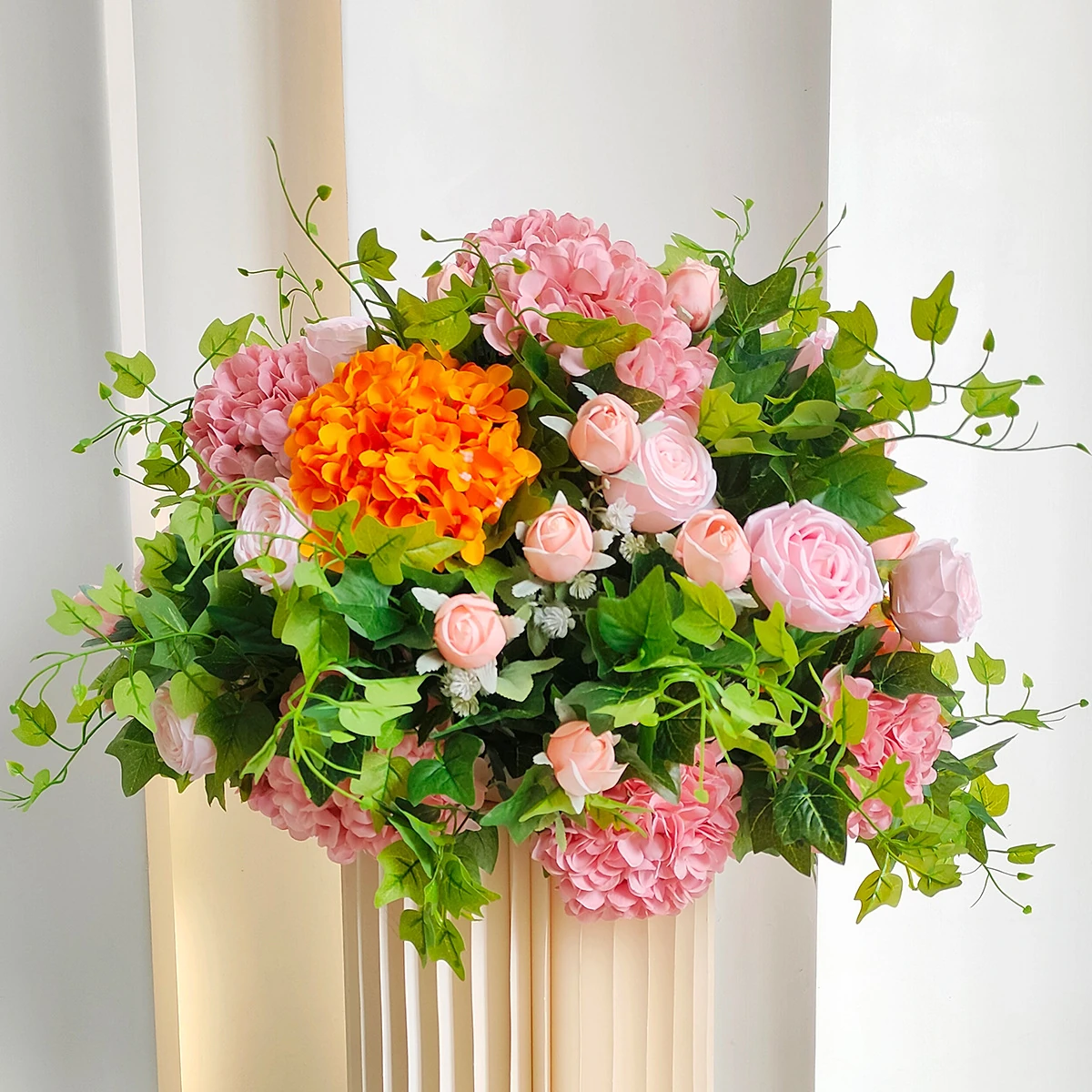 Pink Orange artificial wedding flower arrangement ball collection