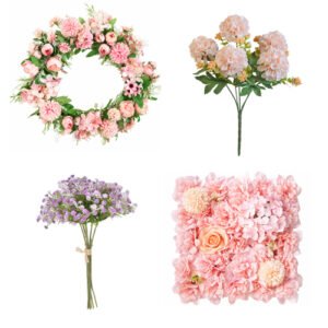 Artificial wedding flower decorations including arches bouquets and table centerpieces for wholesale buyers