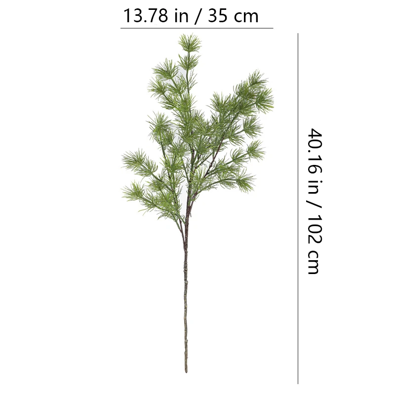 Size diagram for artificial white pine branch, 102 cm