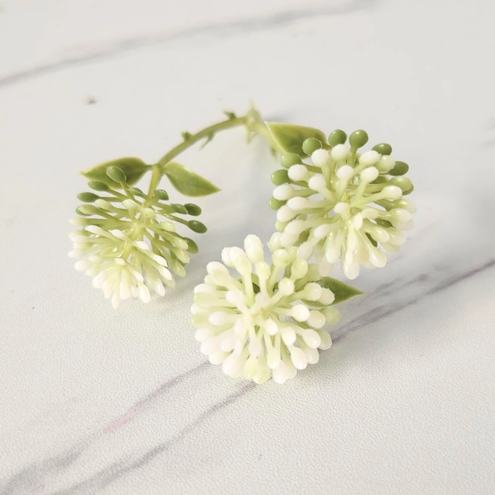 Artificial White Sedum Flower Pick arranged for decorative display