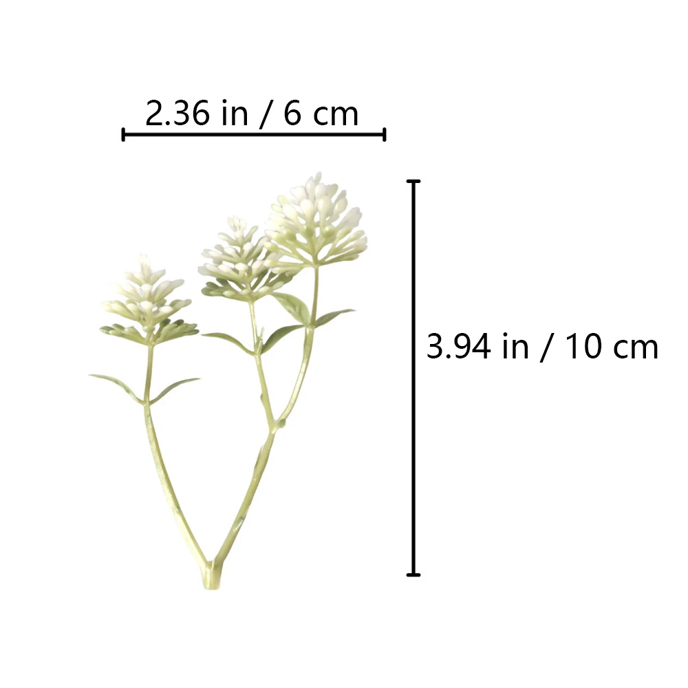 Specification diagram for artificial White Sedum Flower Pick