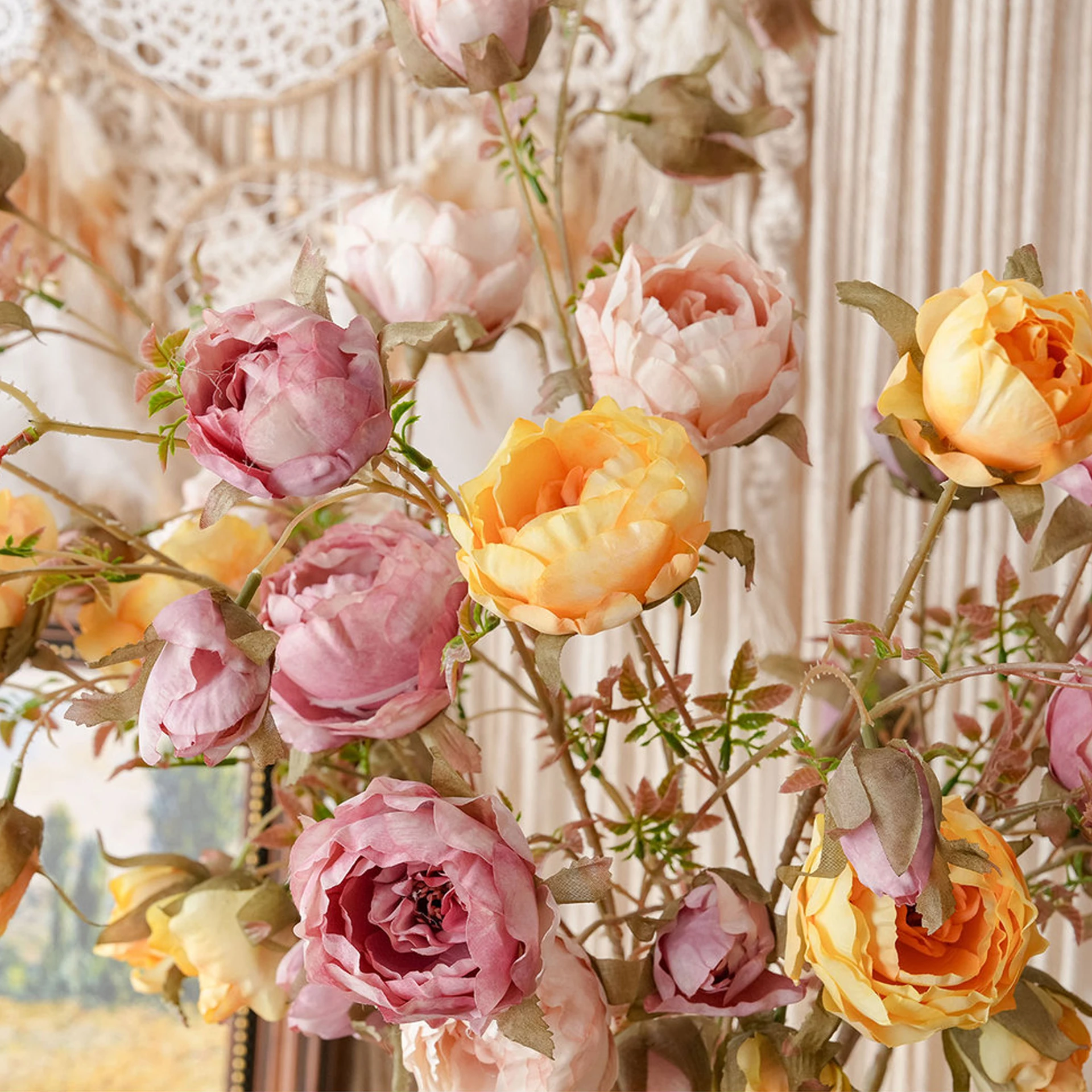 Available colors for artificial wild rose spray