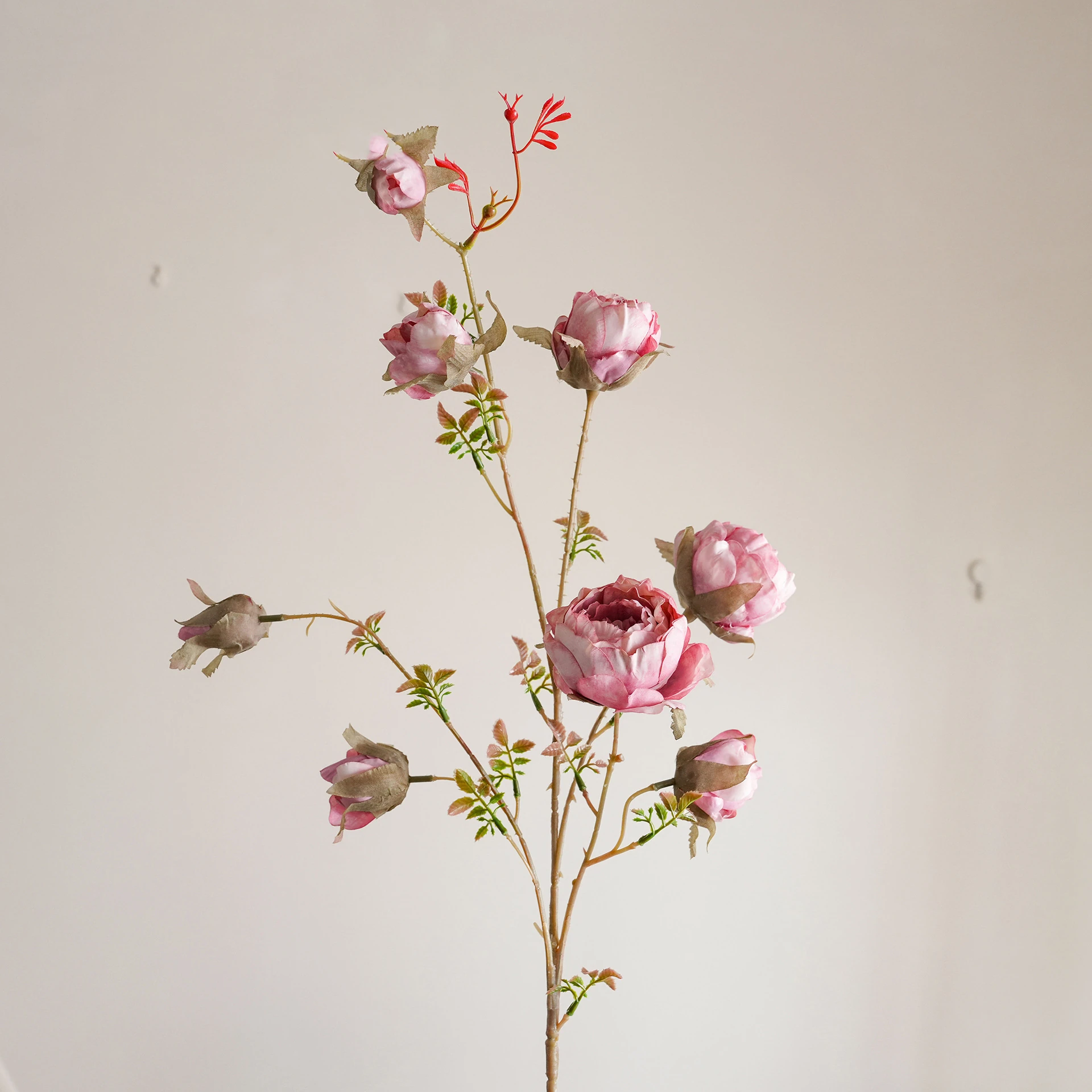 Alternate view of pink artificial wild rose spray