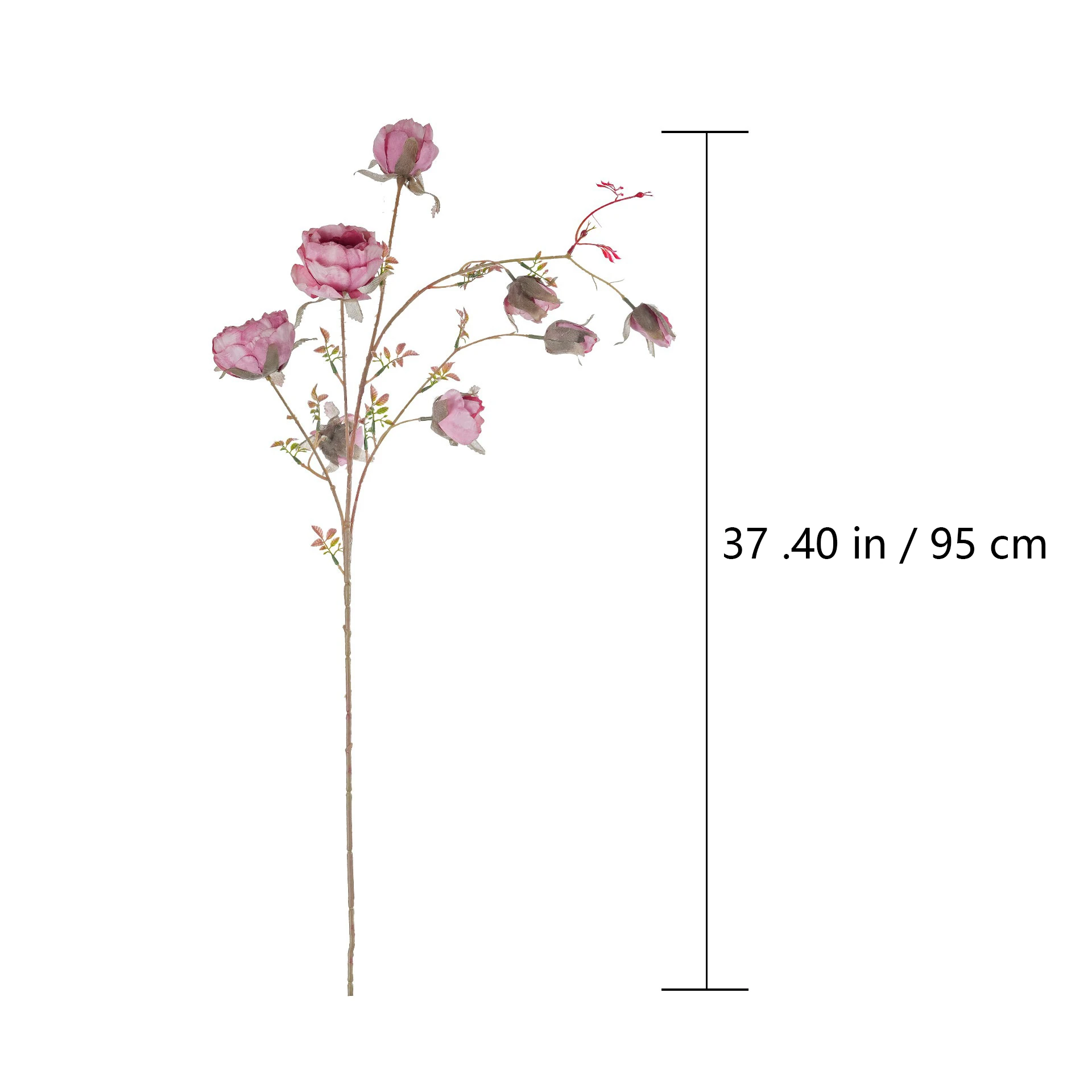 Alternate view of pink size 95cm artificial wild rose spray