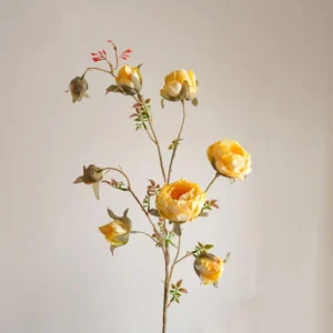Yellow artificial wild rose spray