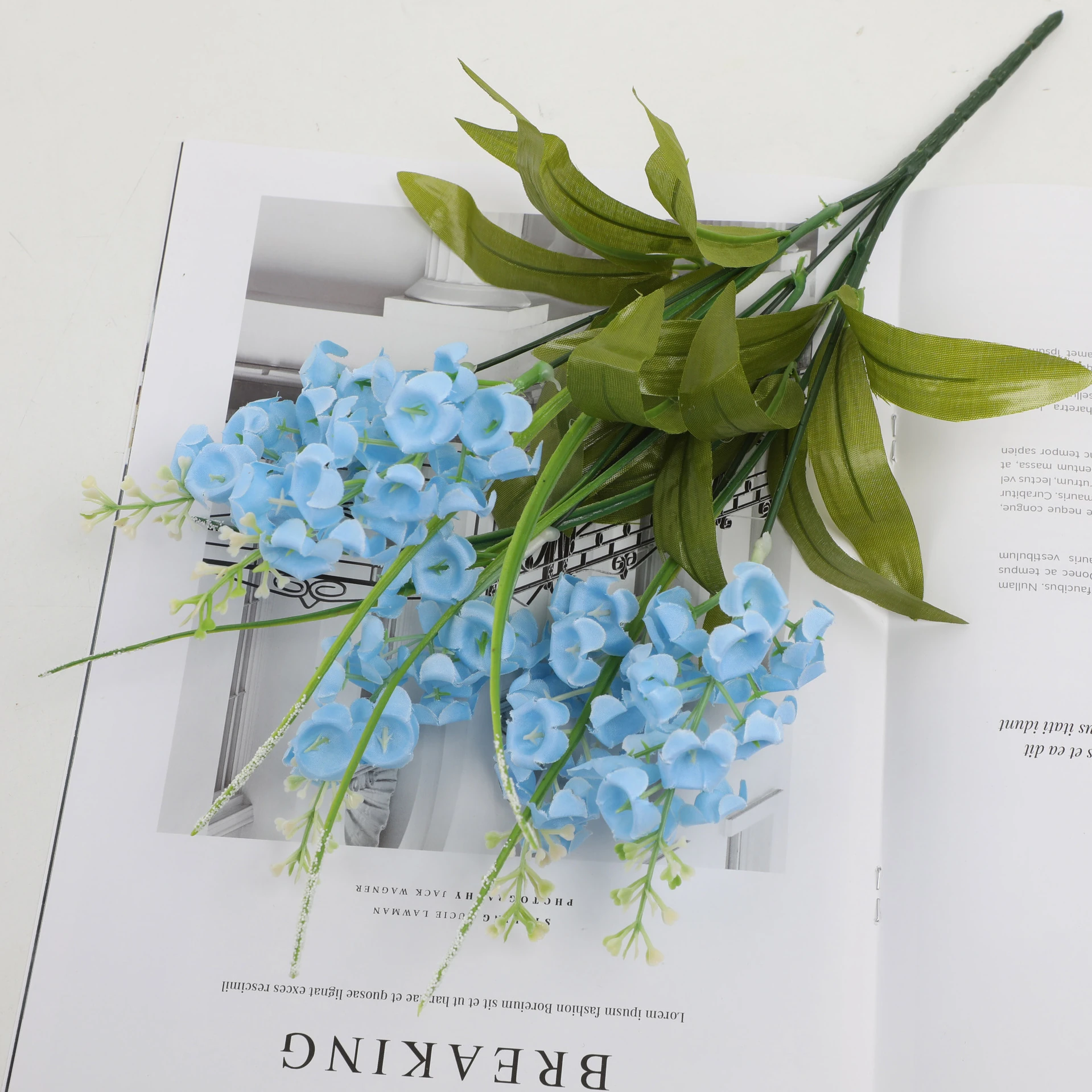 Light Blue artificial Wisteria Flower Bush, 36 cm
