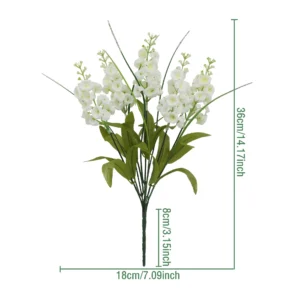 Specification diagram for white artificial Wisteria Flower Bush
