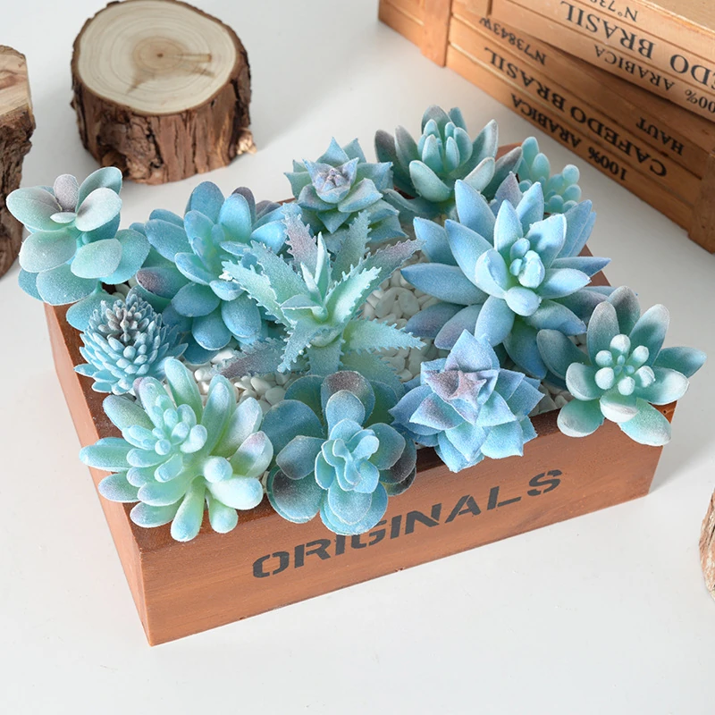 Available styles of assorted blue artificial succulent picks