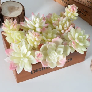 Available styles of assorted cream and pink artificial succulent picks