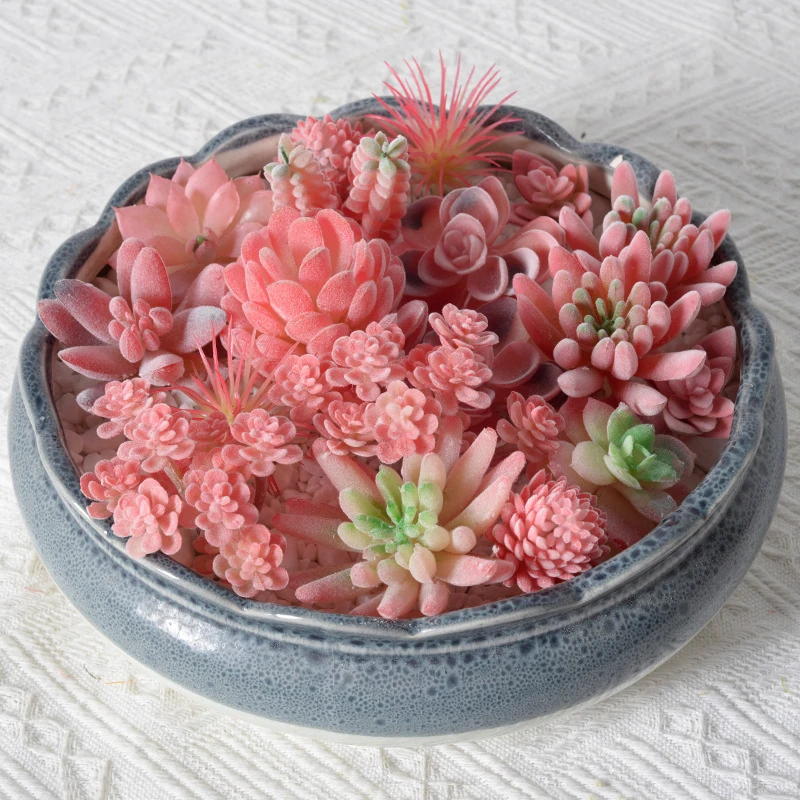 Available styles of assorted pink artificial succulent picks