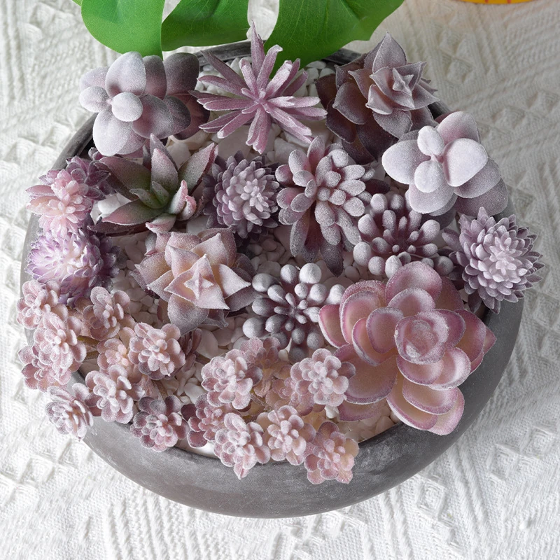Available styles of assorted purple artificial succulent picks