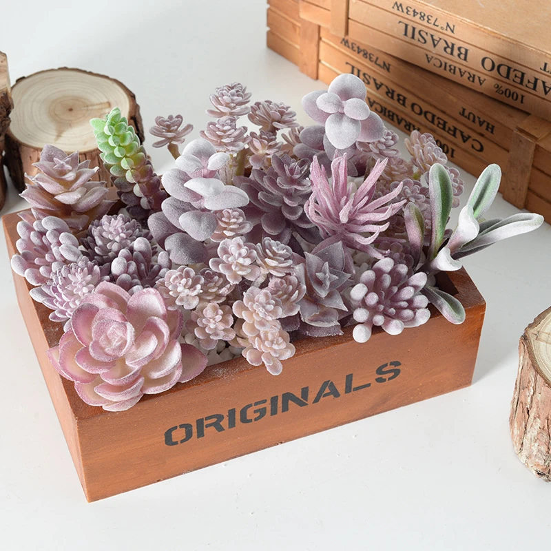 Available styles of assorted purple artificial succulent picks