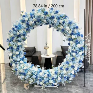 Size diagram for blue white round flower arch collection, 200 cm