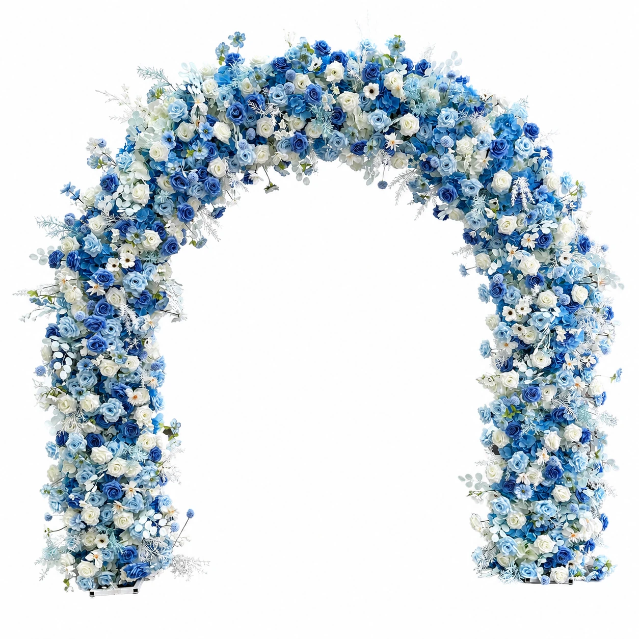 Blau-weiße runde Blumenbogen-Kollektion