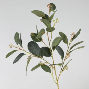 Green colored artificial eucalyptus leaf stem
