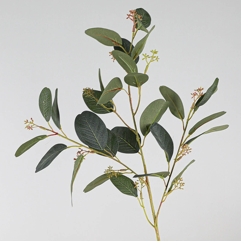 Green colored artificial eucalyptus leaf stem