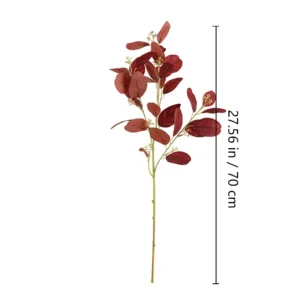 Size diagram for red colored artificial eucalyptus leaf stem, 70 cm