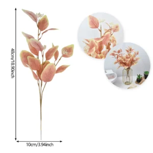 Size diagram for blush colored artificial eucalyptus spray