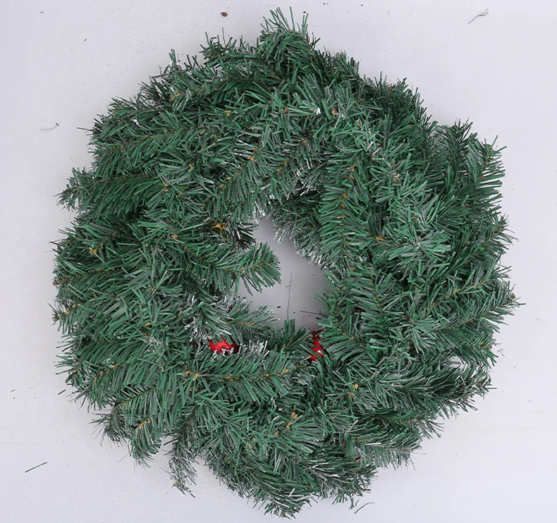 Artificial pine wreath base before seasonal decoration