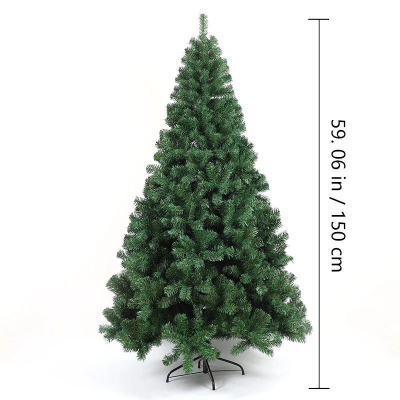 Size diagram for full PVC artificial christmas tree, 150 cm