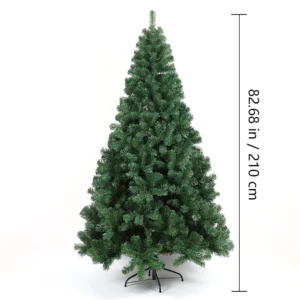 Size diagram for full PVC artificial christmas tree, 210 cm