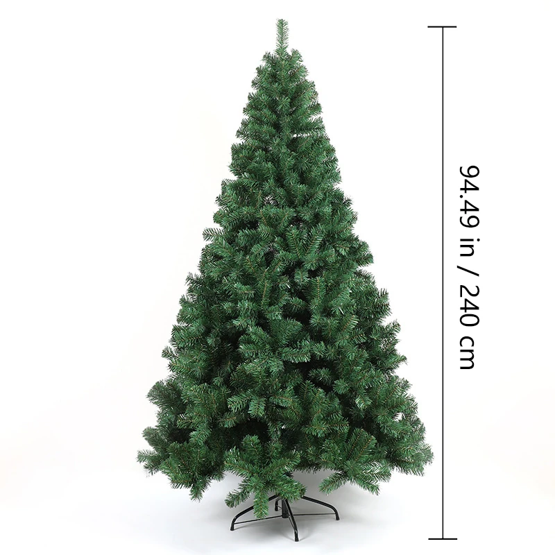 Size diagram for full PVC artificial christmas tree, 240 cm