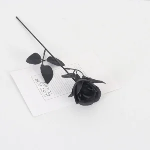 Alternate view of black gothic black artificial rose stem