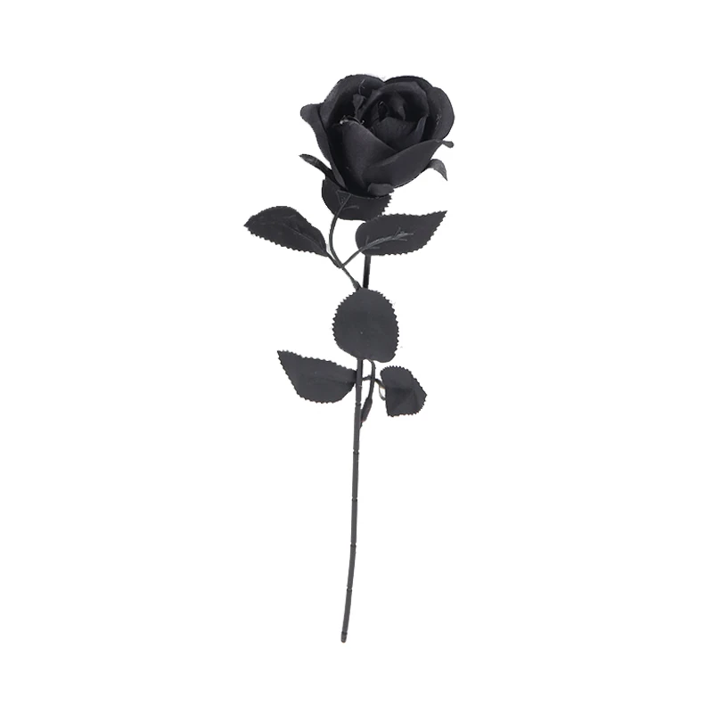 black gothic black artificial rose stem