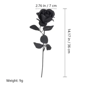 Size diagram for black gothic black artificial rose stem