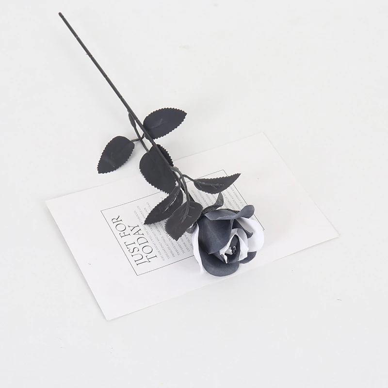 black white gothic black artificial rose stem