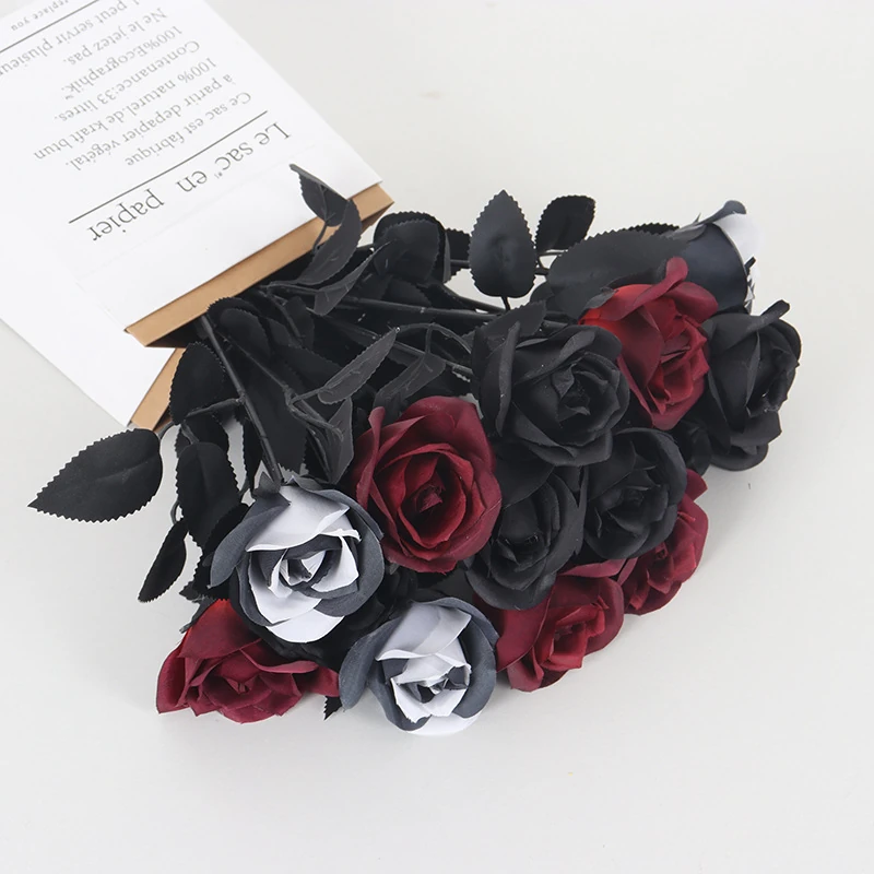Available colors for gothic black artificial rose stem