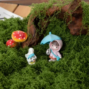 Close-up of miniature landscape detail for loose artificial flocked moss