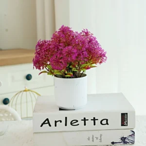 Fuchsia mini potted artificial baby's breath plant